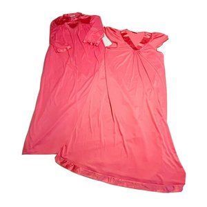 Vanity Fair Long Sleep 2 Piece Set Slip & Robe Coral Pink Women’s Large Vintage
